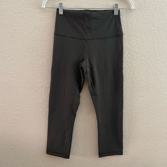 Lululemon Wunder Train High-Rise Crop 21" Dark Olive Leggings - Picture 2 of 4